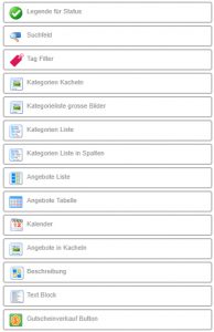Widgets bei Angebote Übersicht