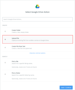 Eine Aktion für Google Drive erstellen